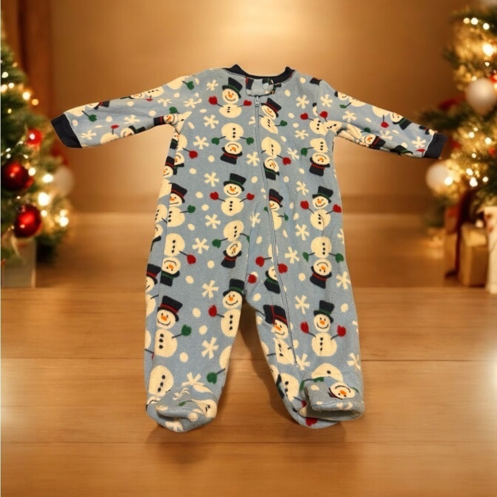 Cute baby snowman fleece footie pajamas